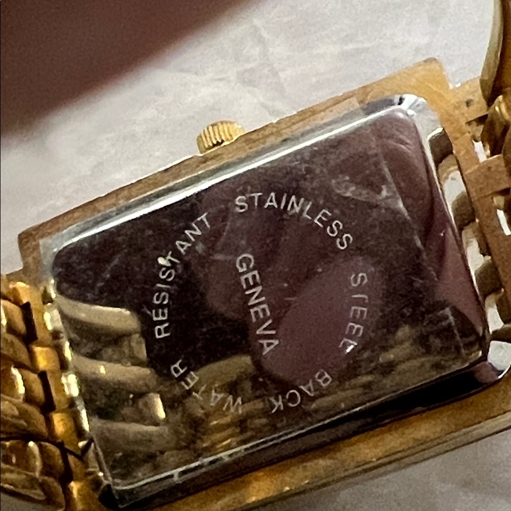 Geneva Gold Rectangular Face Watch - image 5
